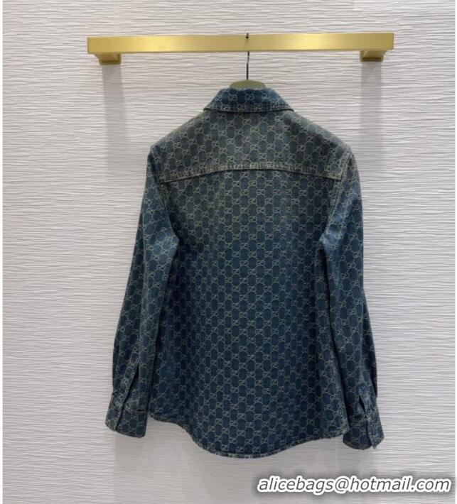 Discount Design Gucci GG Denim Shirt GG032501 Blue 2026