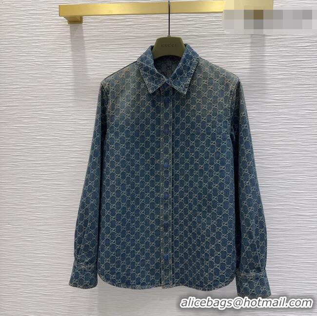 Discount Design Gucci GG Denim Shirt GG032501 Blue 2026