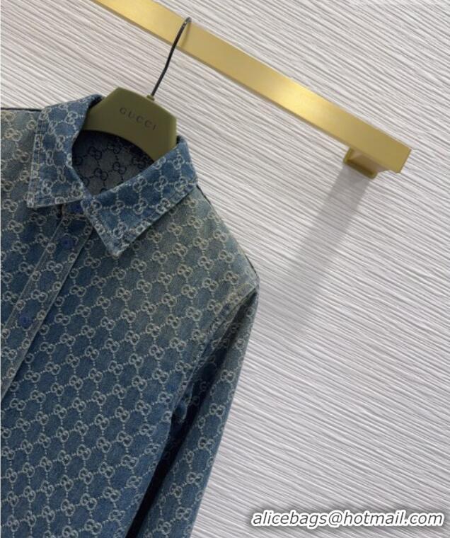 Discount Design Gucci GG Denim Shirt GG032501 Blue 2026
