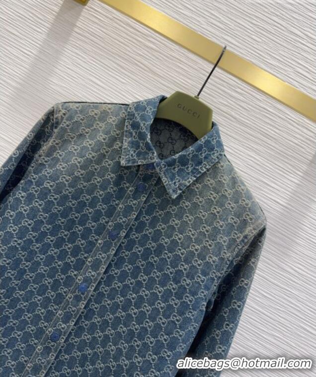 Discount Design Gucci GG Denim Shirt GG032501 Blue 2026