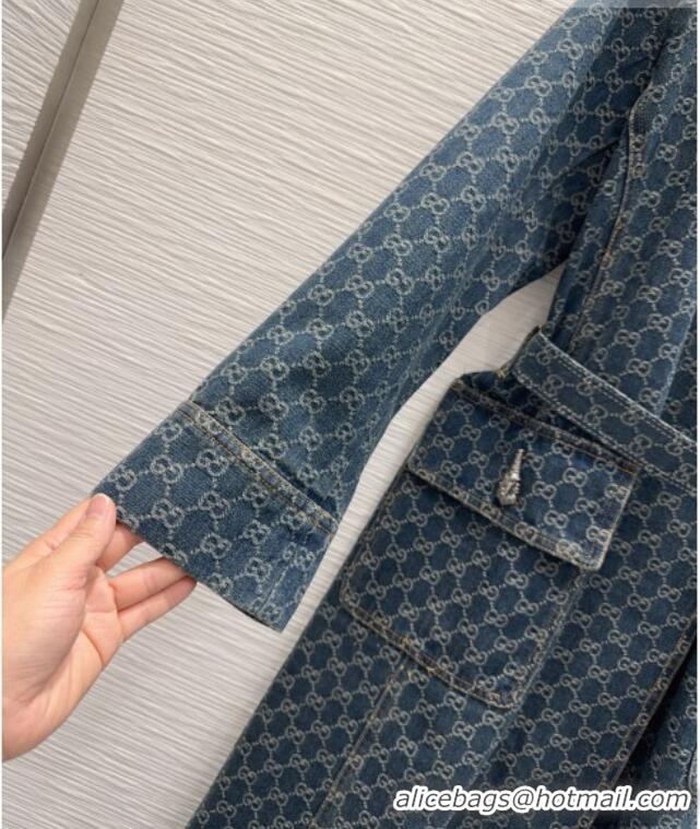 Buy Fashionable Gucci GG Denim Coat GG032501 Blue 2026