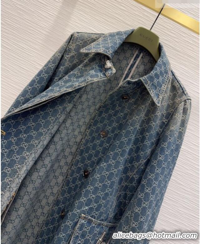 Buy Fashionable Gucci GG Denim Coat GG032501 Blue 2026