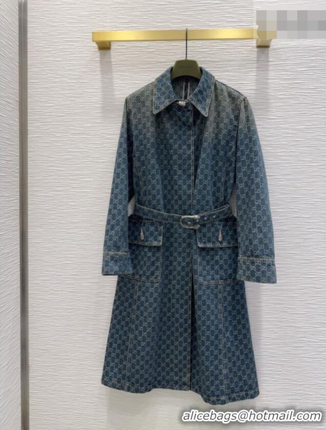 Buy Fashionable Gucci GG Denim Coat GG032501 Blue 2026