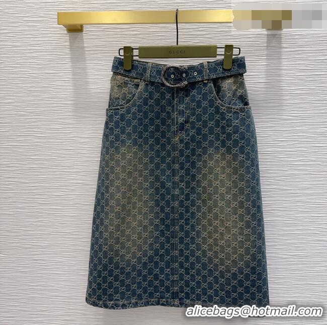 Well Crafted Gucci GG Denim Skirt GG032501 Blue 2026
