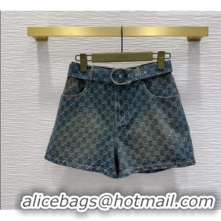 Famous Brand Gucci GG Denim Shorts GG032501 Blue 2026