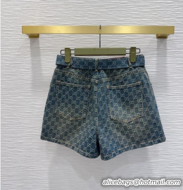 Famous Brand Gucci GG Denim Shorts GG032501 Blue 2026