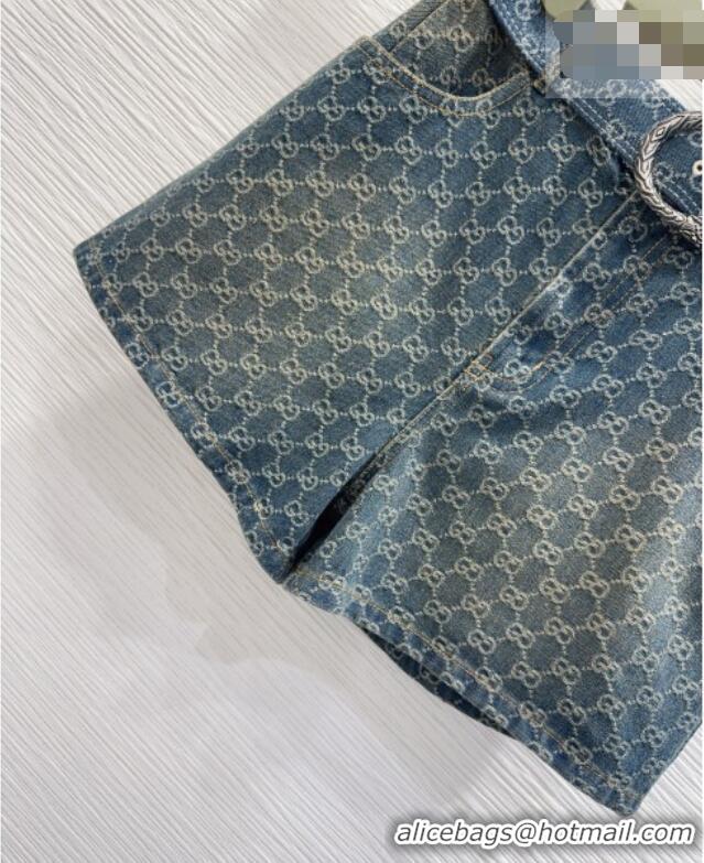 Famous Brand Gucci GG Denim Shorts GG032501 Blue 2026