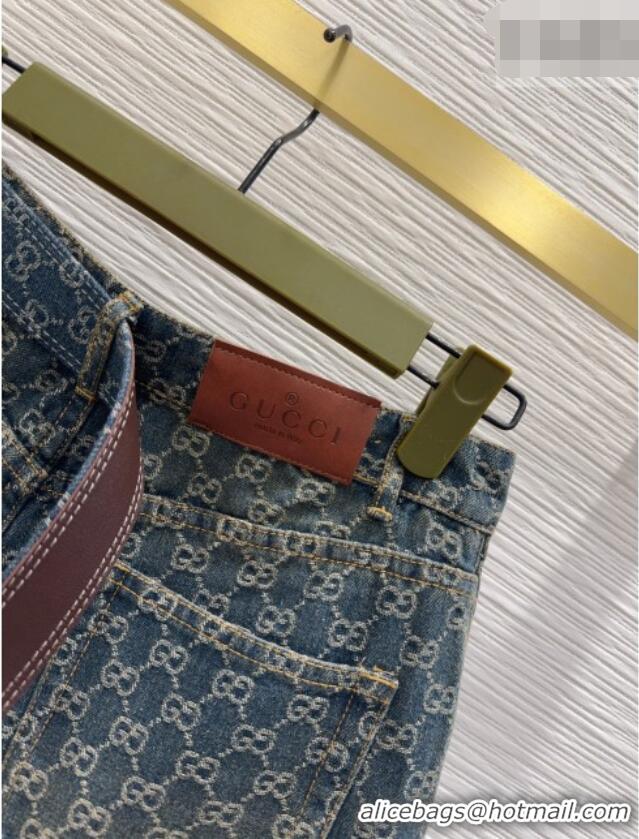 Famous Brand Gucci GG Denim Shorts GG032501 Blue 2026