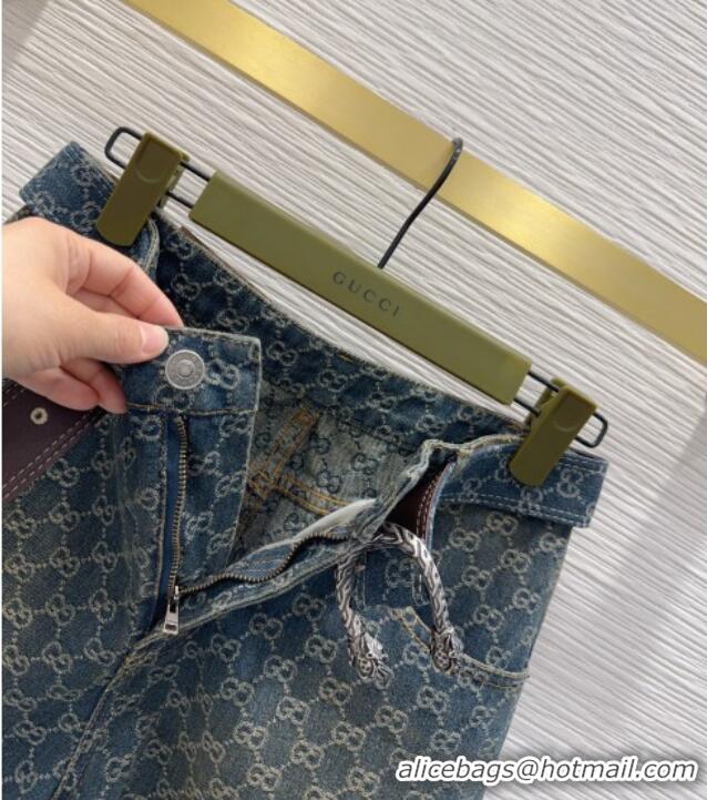 Famous Brand Gucci GG Denim Shorts GG032501 Blue 2026