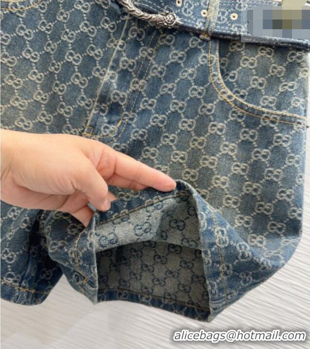 Famous Brand Gucci GG Denim Shorts GG032501 Blue 2026