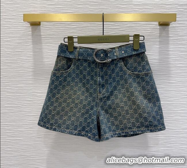 Famous Brand Gucci GG Denim Shorts GG032501 Blue 2026