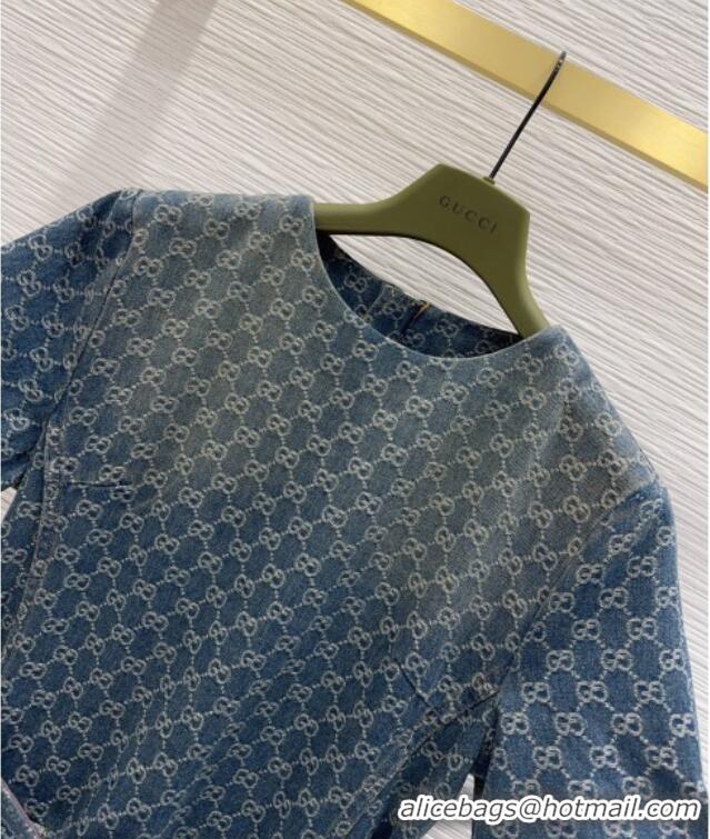 Unique Discount Gucci GG Denim Dress GG032501 Blue 2026