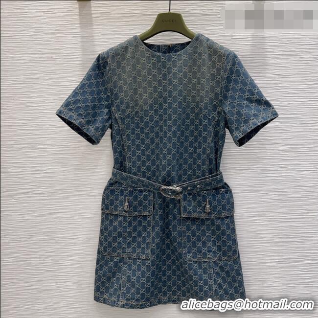 Unique Discount Gucci GG Denim Dress GG032501 Blue 2026