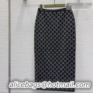 Super Quality Gucci GG Strass Skirt GG032502 Black/Gold 2026