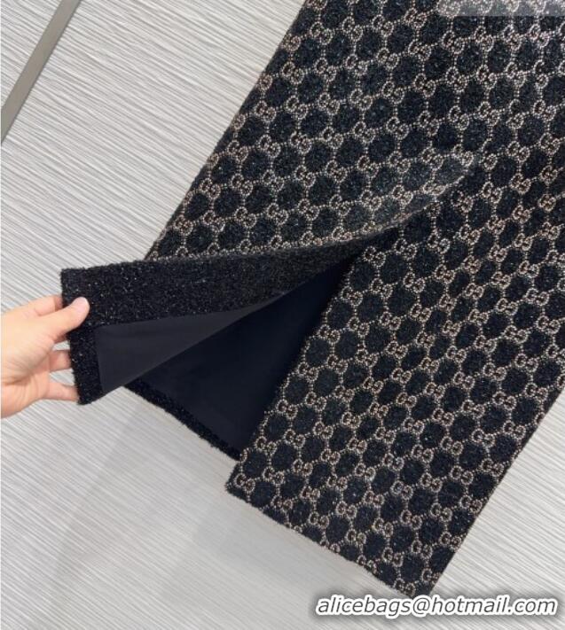 Super Quality Gucci GG Strass Skirt GG032502 Black/Gold 2026
