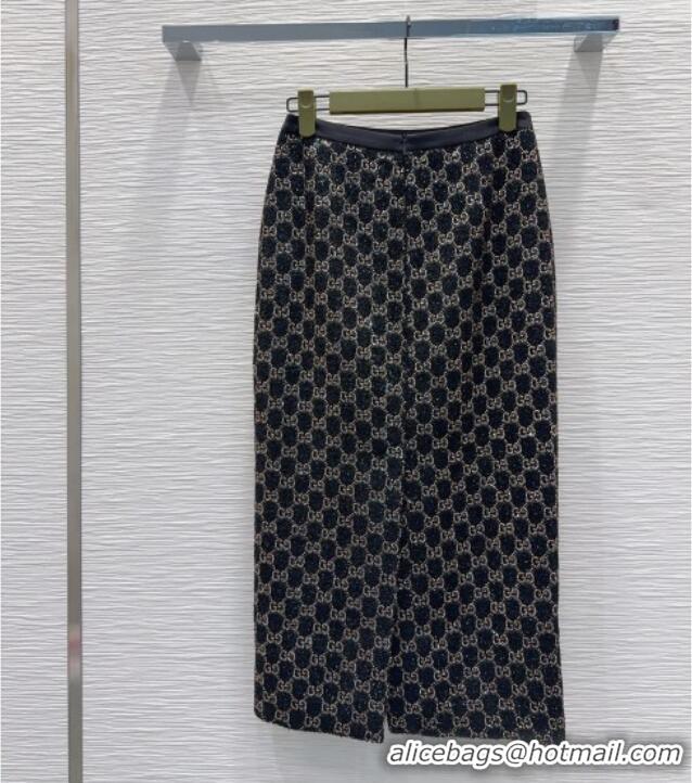 Super Quality Gucci GG Strass Skirt GG032502 Black/Gold 2026
