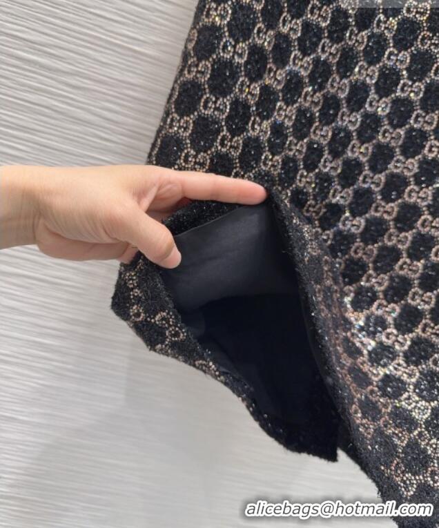 Super Quality Gucci GG Strass Skirt GG032502 Black/Gold 2026