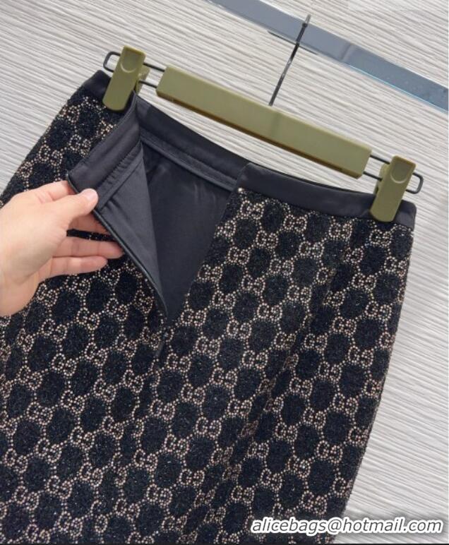 Super Quality Gucci GG Strass Skirt GG032502 Black/Gold 2026