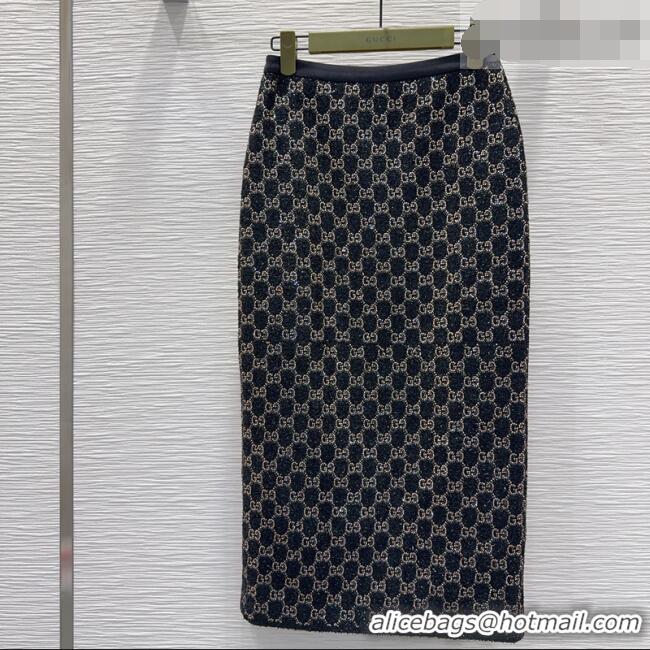 Super Quality Gucci GG Strass Skirt GG032502 Black/Gold 2026