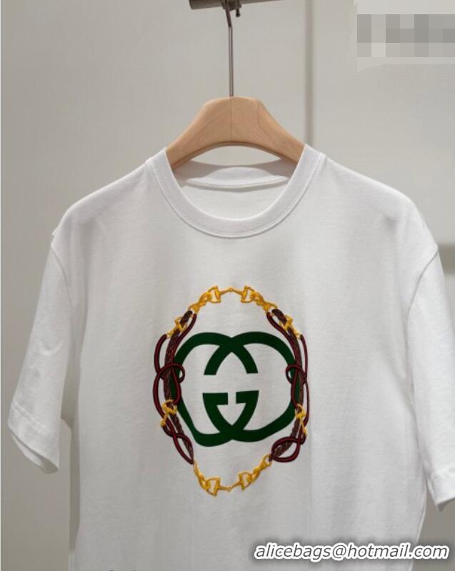 Buy New Cheap Gucci Cotton T-Shirt with Interlocking G GG032526 White 2026
