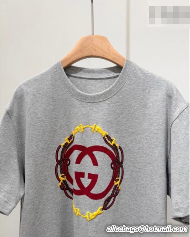 Best Price Gucci Cotton T-Shirt with Interlocking G GG032526 Grey 2026
