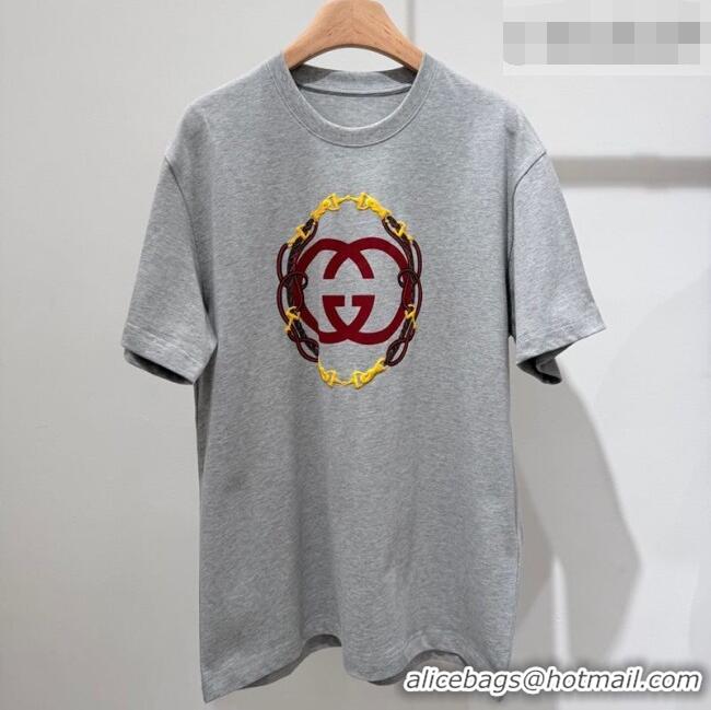Best Price Gucci Cotton T-Shirt with Interlocking G GG032526 Grey 2026