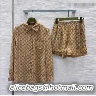 Famous Brand Gucci GG Shirt and Shorts G42112 Brown 2026