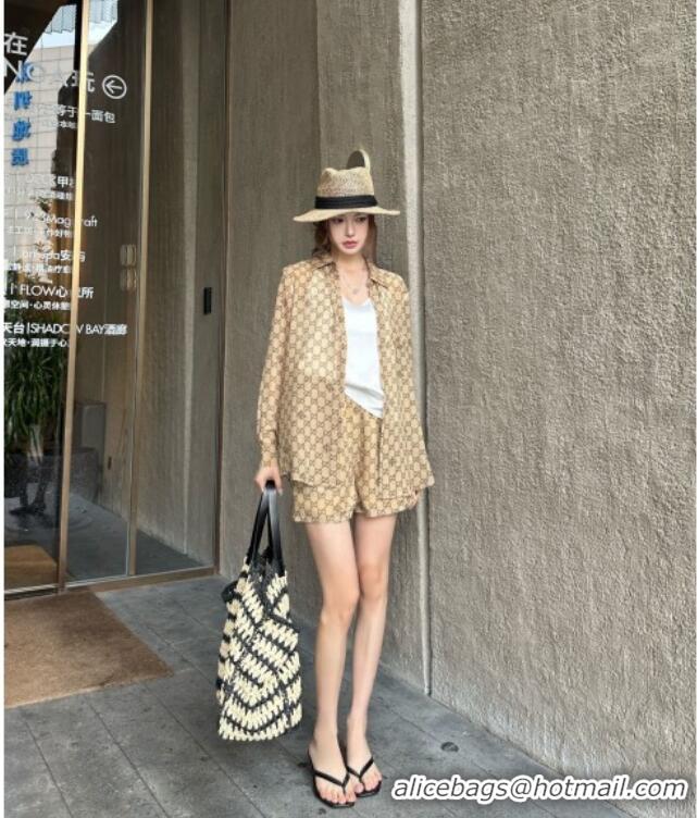 Famous Brand Gucci GG Shirt and Shorts G42112 Brown 2026