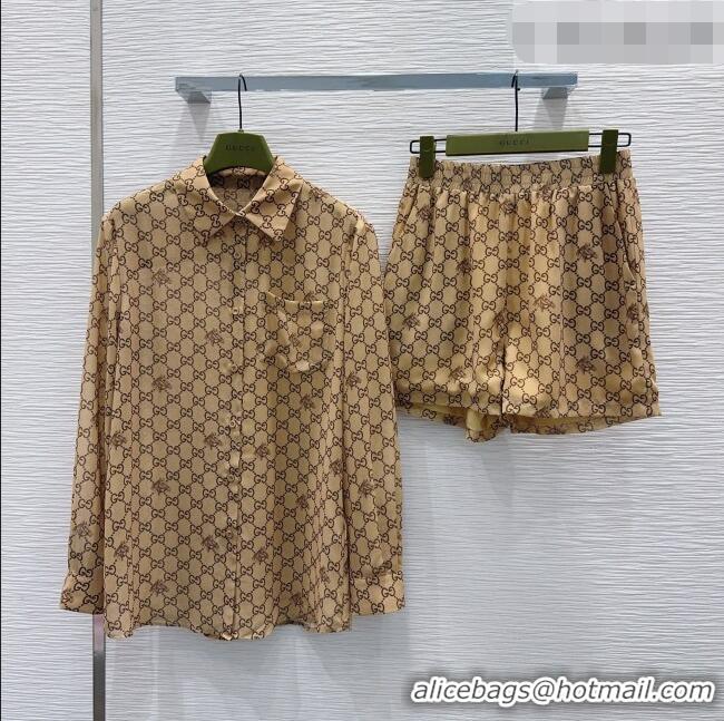 Famous Brand Gucci GG Shirt and Shorts G42112 Brown 2026