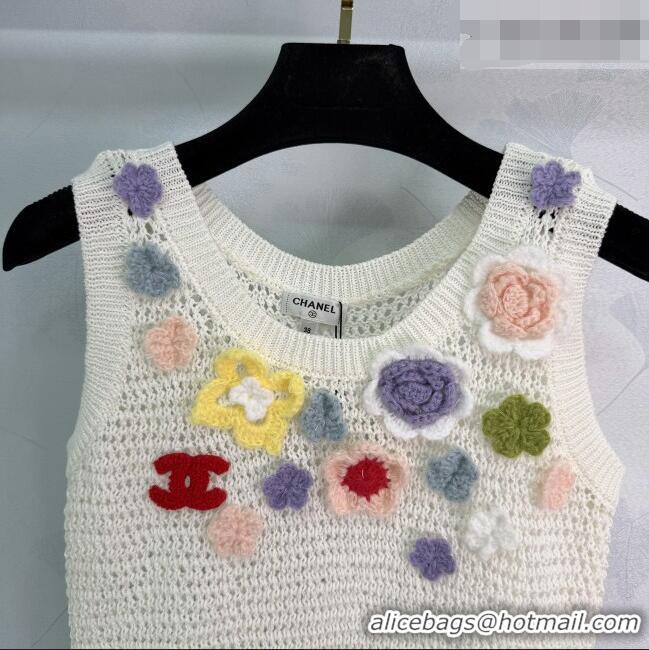 ​Reasonable Price Chanel Knit Vest with Bloom CH032501 White 2026