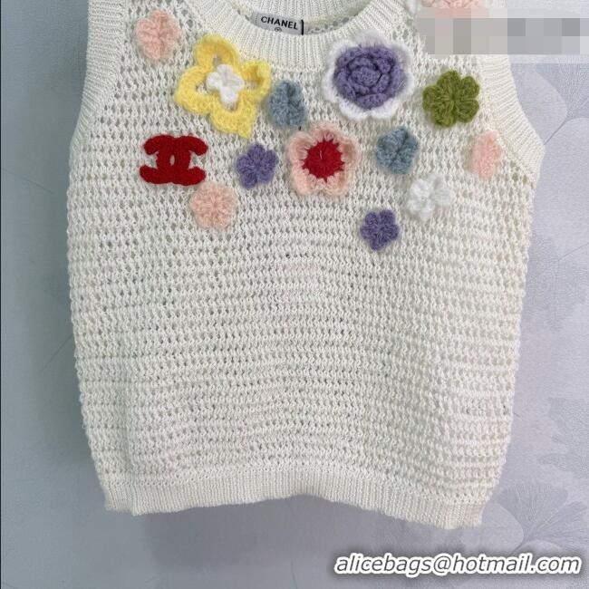 ​Reasonable Price Chanel Knit Vest with Bloom CH032501 White 2026