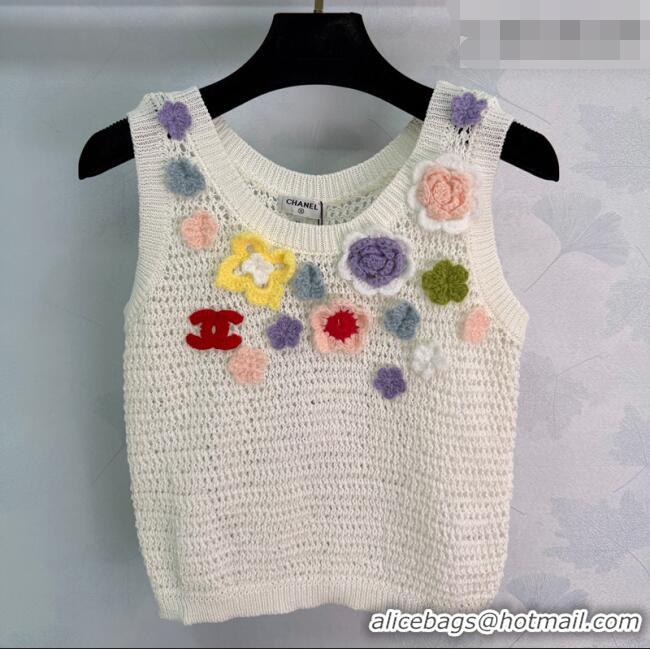 ​Reasonable Price Chanel Knit Vest with Bloom CH032501 White 2026