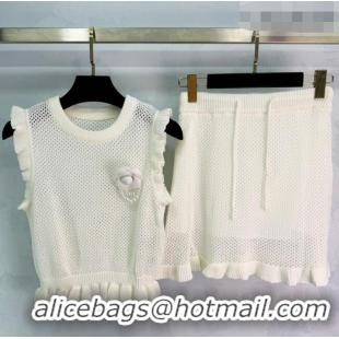​Buy Inexpensive Chanel Knit Vest and Skirt Set CH032503 White 2026