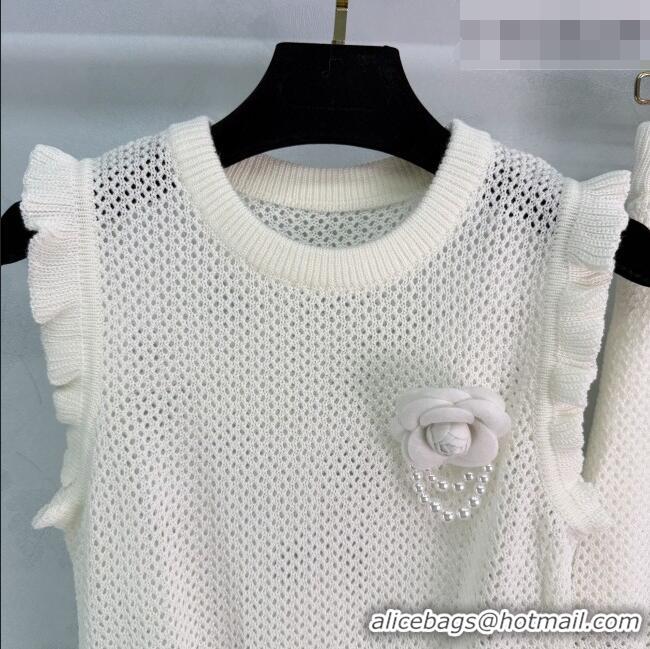 ​Buy Inexpensive Chanel Knit Vest and Skirt Set CH032503 White 2026