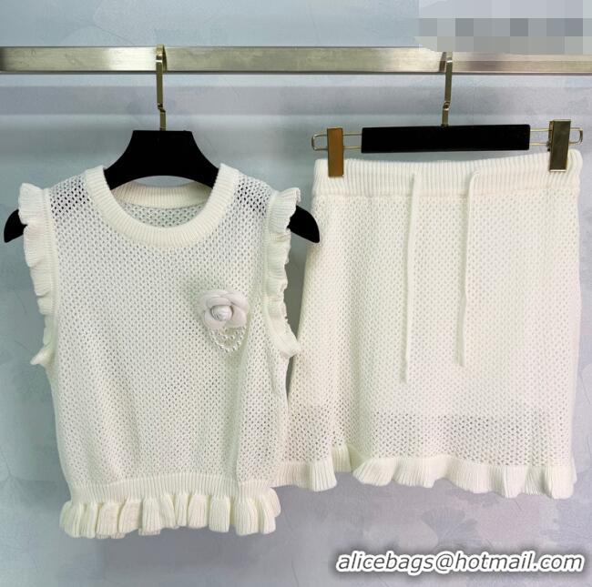 ​Buy Inexpensive Chanel Knit Vest and Skirt Set CH032503 White 2026