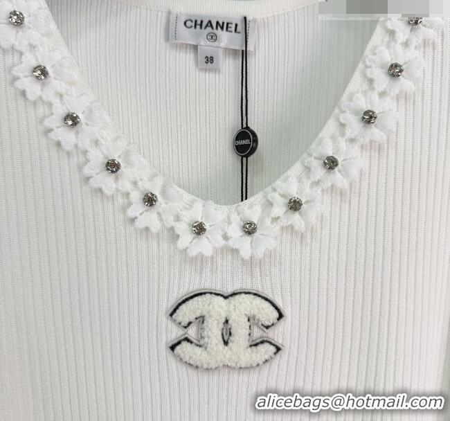 ​Free Shipping Promotional Chanel Knit Vest with Bloom CH032513 White 2026