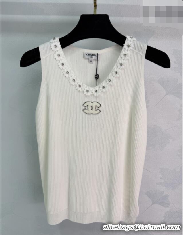​Free Shipping Promotional Chanel Knit Vest with Bloom CH032513 White 2026