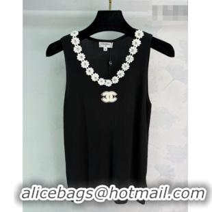 ​Original Cheap Chanel Knit Vest with Bloom CH032513 Black 2026