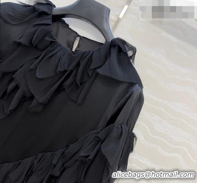 Sophisticated Discount Chanel Silk Ruffled Shirt CH032539 Black 2026