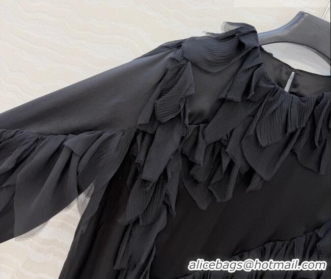 Sophisticated Discount Chanel Silk Ruffled Shirt CH032539 Black 2026