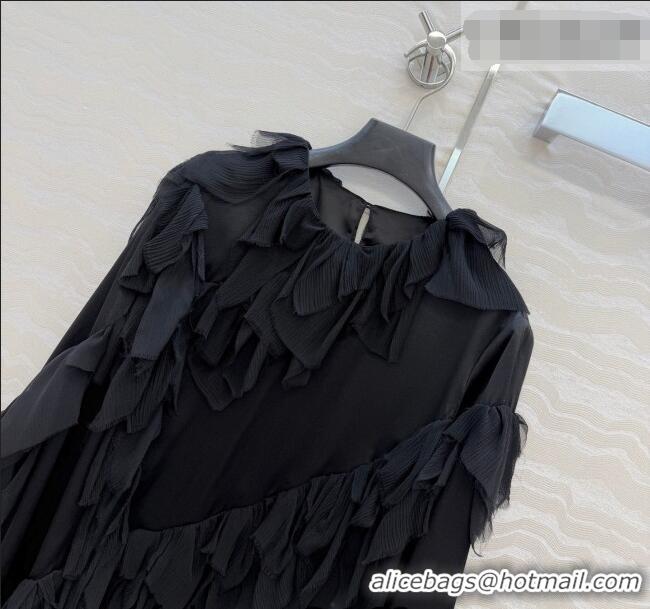 Sophisticated Discount Chanel Silk Ruffled Shirt CH032539 Black 2026