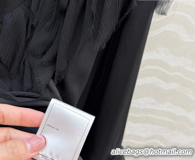 Sophisticated Discount Chanel Silk Ruffled Shirt CH032539 Black 2026