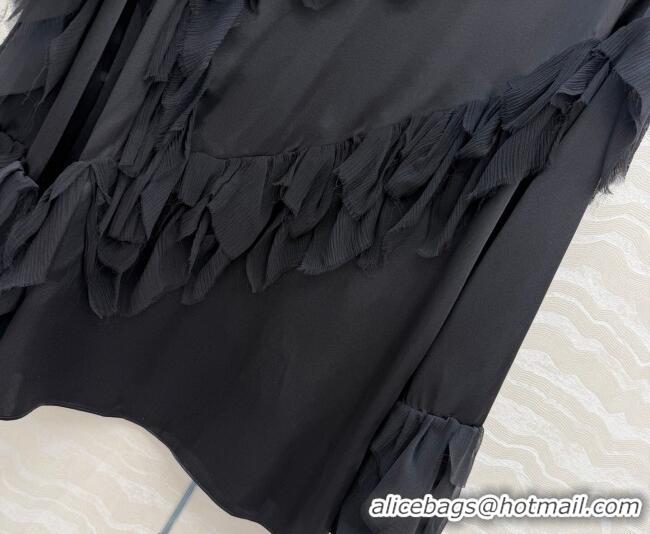 Sophisticated Discount Chanel Silk Ruffled Shirt CH032539 Black 2026