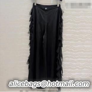 Reasonable Price Chanel Silk Ruffled Pants CH032539 Black 2026