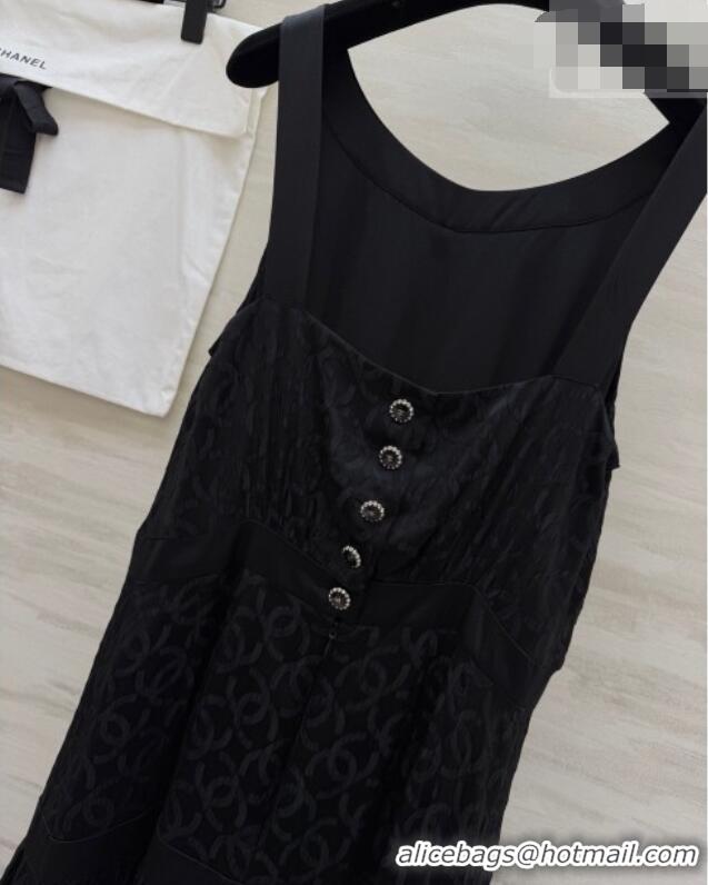 Buy Fashionable Chanel Silk Long Dress with Bow CH032557 Black 2026