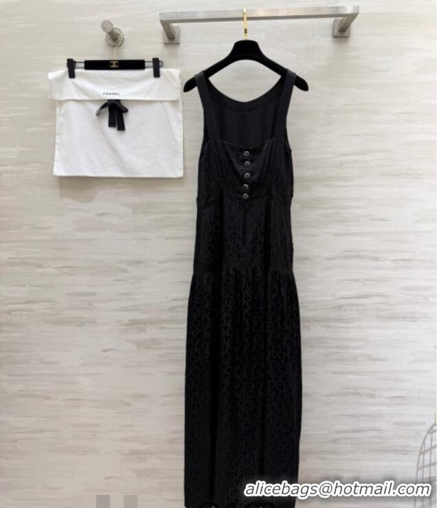 Buy Fashionable Chanel Silk Long Dress with Bow CH032557 Black 2026