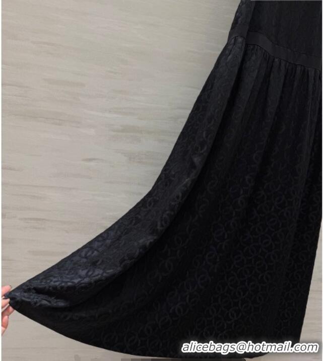Buy Fashionable Chanel Silk Long Dress with Bow CH032557 Black 2026