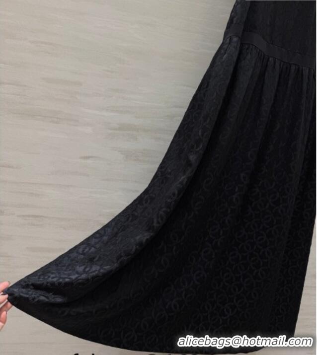 Buy Fashionable Chanel Silk Long Dress with Bow CH032557 Black 2026