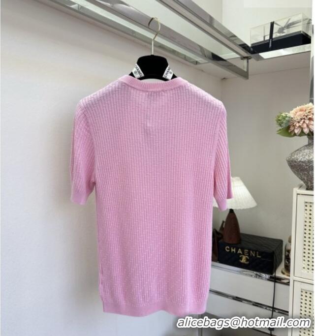 Luxury Best Chanel Knit T-shirt CH041419 Pink 2026