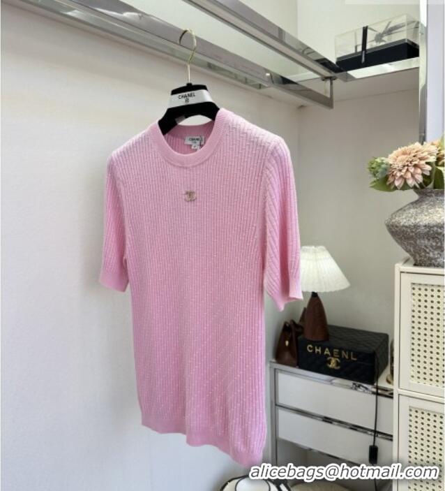 Luxury Best Chanel Knit T-shirt CH041419 Pink 2026